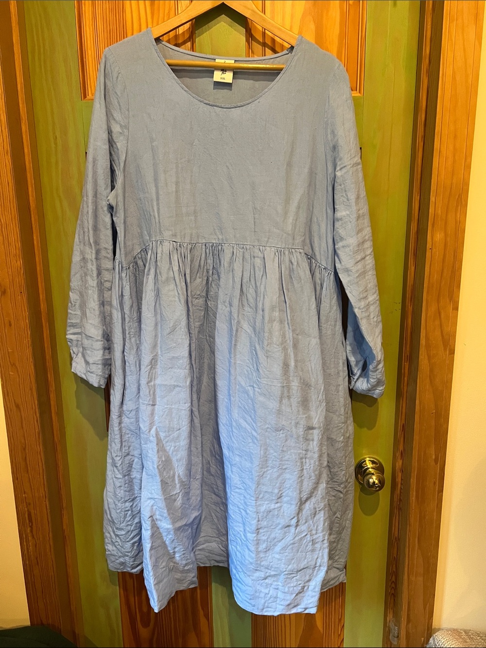 Son de Flor Long Sleeve Midi Smock Dress in Sky Blue